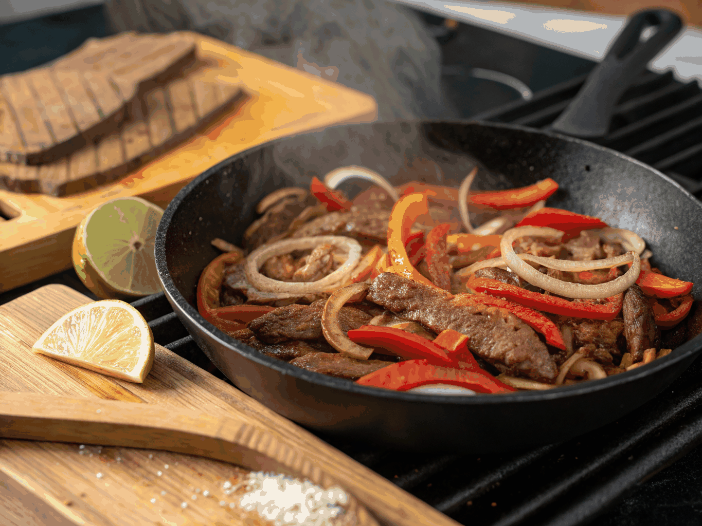 Searing protein in a seasoned cast iron skillet