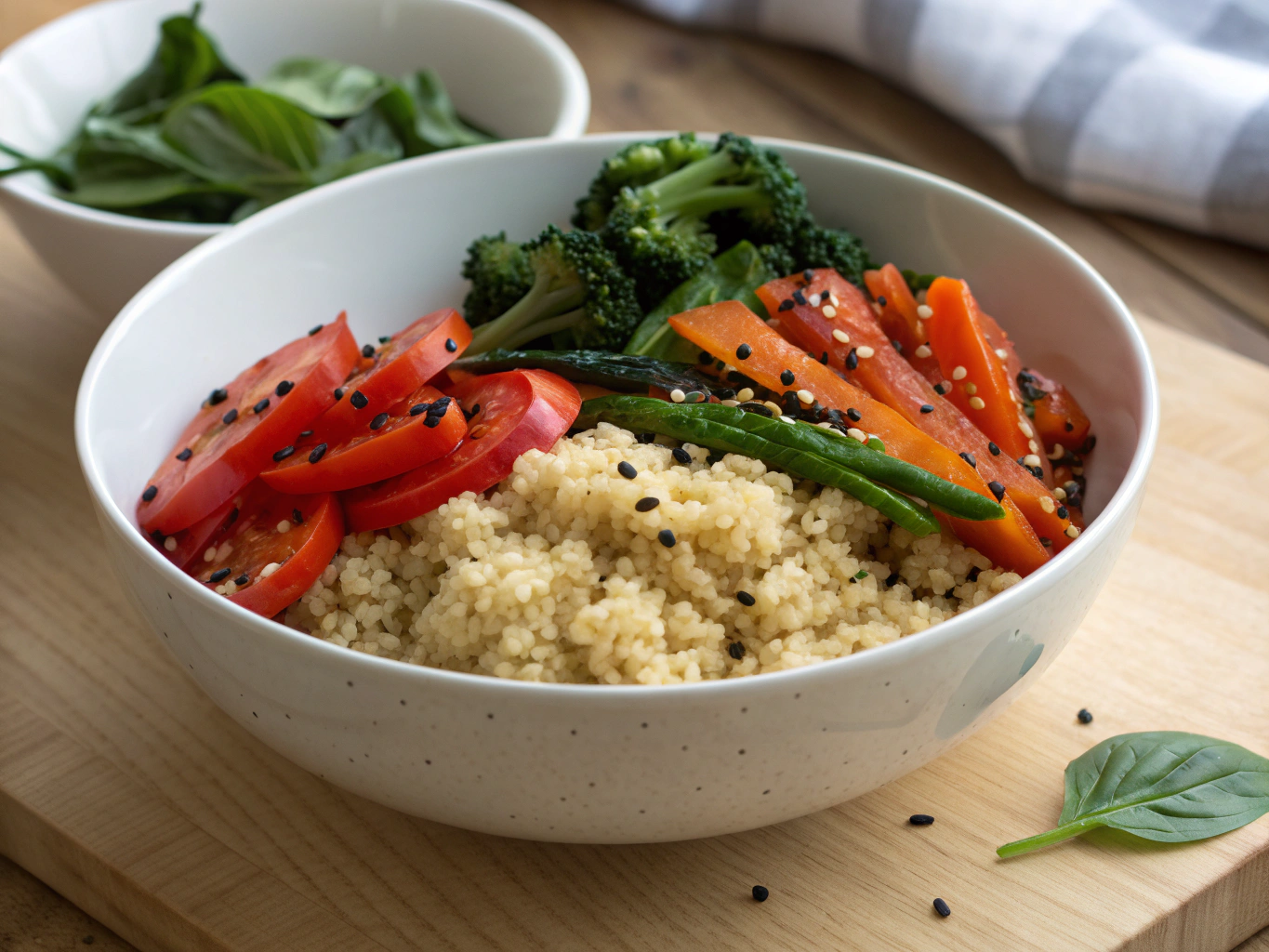 Creative leftover transformation into a vibrant grain bowl